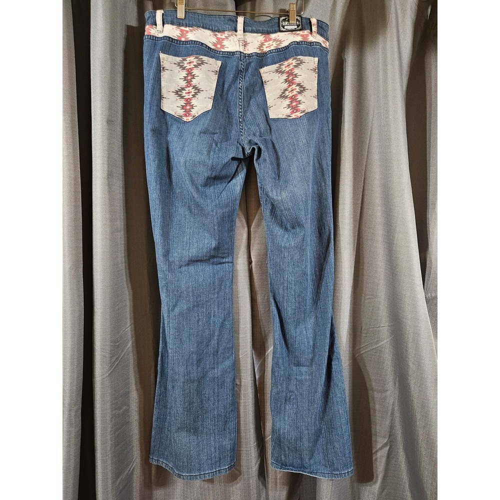 Ranch Dressn Womens 24 Aztec Print Flare Jeans Medium Wash Southwestern Rodeo - Picture 3 of 6